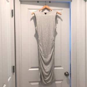 NWT Ann Taylor Gray ruched midi dress.